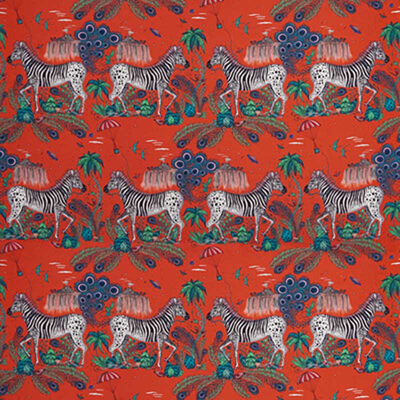 Clarke & Clarke Lost World Satin Red Fabric Sample F1484/02.CAC.0