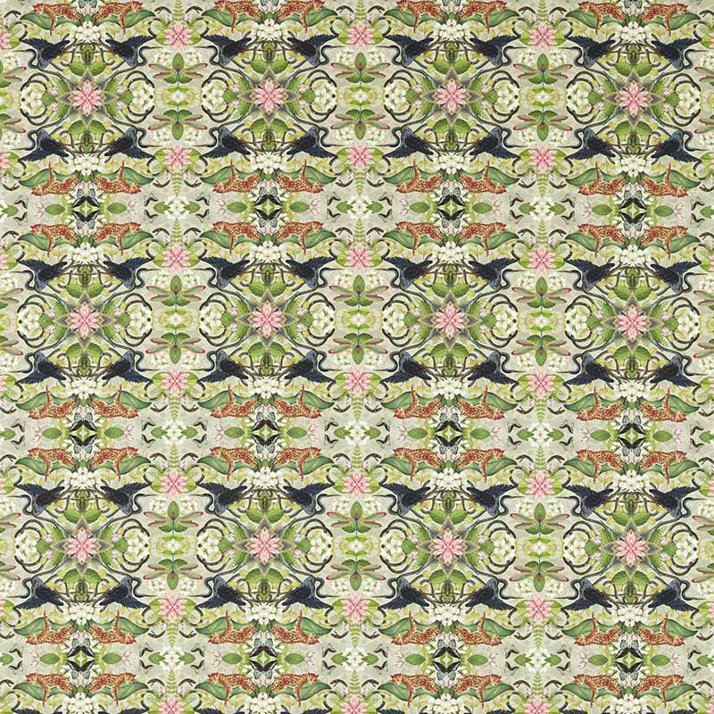 Clarke & Clarke Wonderlust Tea Story Dove Fabric Sample F1607/01.CAC.0
