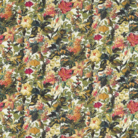 Clarke & Clarke Lilum Olive Raspberry Fabric F1655/03.CAC.0