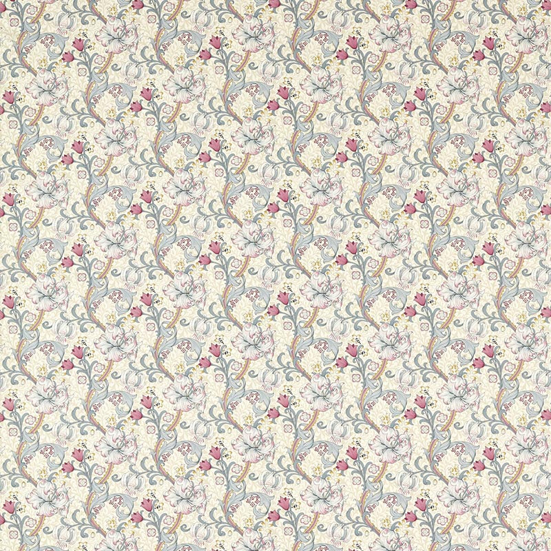 Clarke & Clarke Golden Lily Dove/Plum Fabric F1677/01.CAC.0