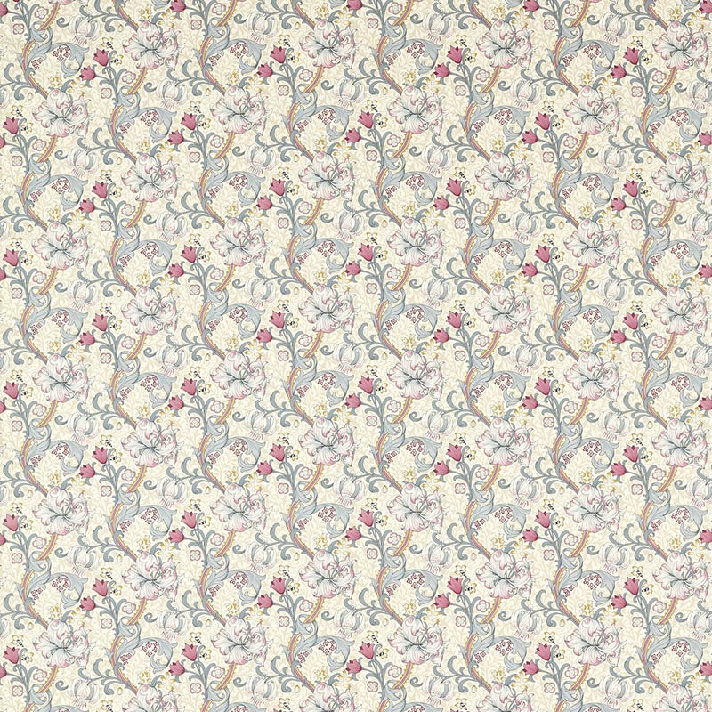 Clarke & Clarke Golden Lily Dove/Plum Fabric Sample F1677/01.CAC.0