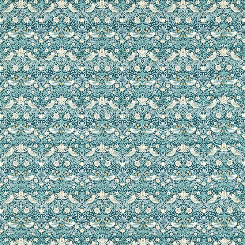 Clarke & Clarke Strawberry Thief Teal Fabric F1678/01.CAC.0
