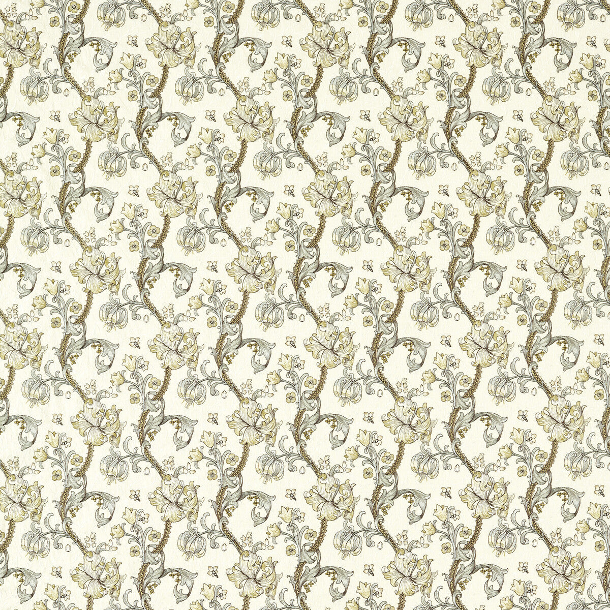 Clarke & Clarke Golden Lily Embroidery Dove Fabric Sample F1742/01.CAC.0