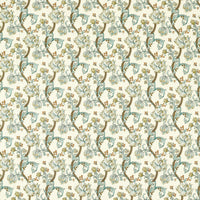 Clarke & Clarke Golden Lily Embroidery Linen/Teal Fabric F1742/03.CAC.0