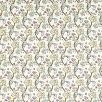 Clarke & Clarke Golden Lily Embroidery Plum/Denim Fabric F1742/04.CAC.0