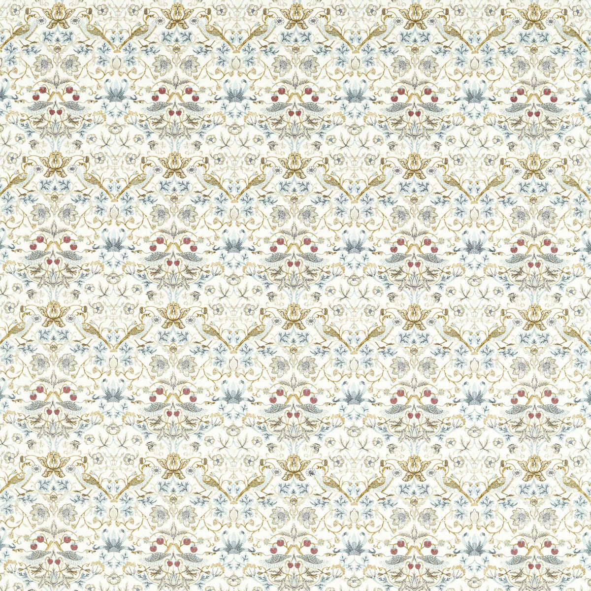 Clarke & Clarke Strawberry Thief Embroidery Denim Fabric Sample F1745/02.CAC.0