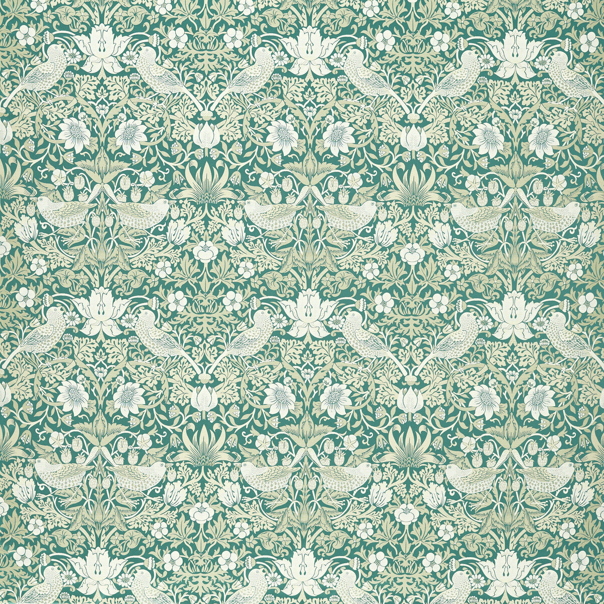 Clarke & Clarke Strawberry Thief Jacquard Teal Fabric F1746/06.CAC.0