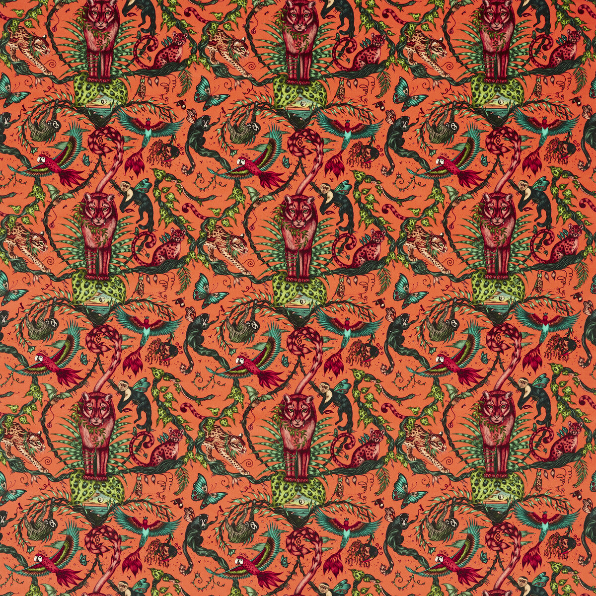 Clarke & Clarke Bosque Dreams Velvet Coral Fabric Sample F1749/02.CAC.0