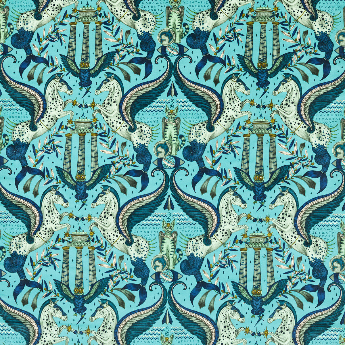 Clarke & Clarke Odyssey Mythos Velvet Peacock Fabric F1753/01.CAC.0