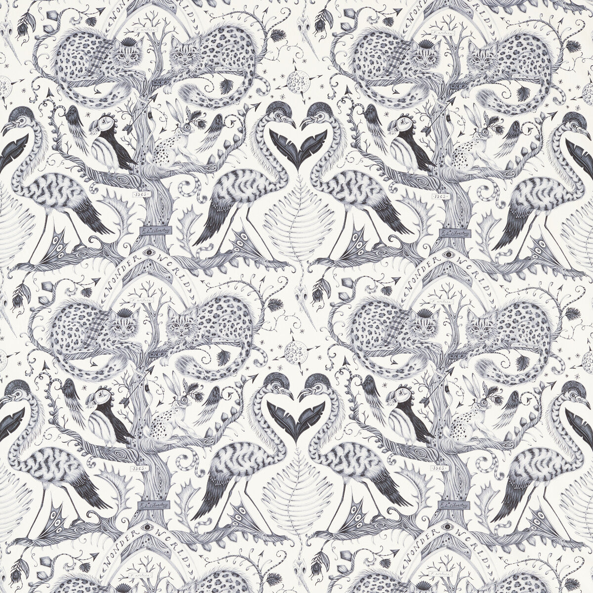 Clarke & Clarke Wonder World Mono Fabric Sample F1763/01.CAC.0