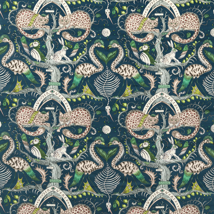 Clarke & Clarke Wonder World Velvet Teal Fabric F1764/02.CAC.0