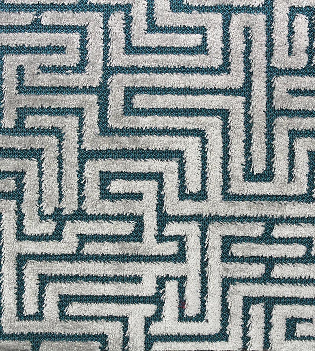 Old World Weavers Velluto Labirinto Teal Fabric Sample F370020006