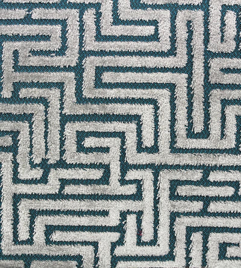 Old World Weavers Velluto Labirinto Teal Fabric F370020006