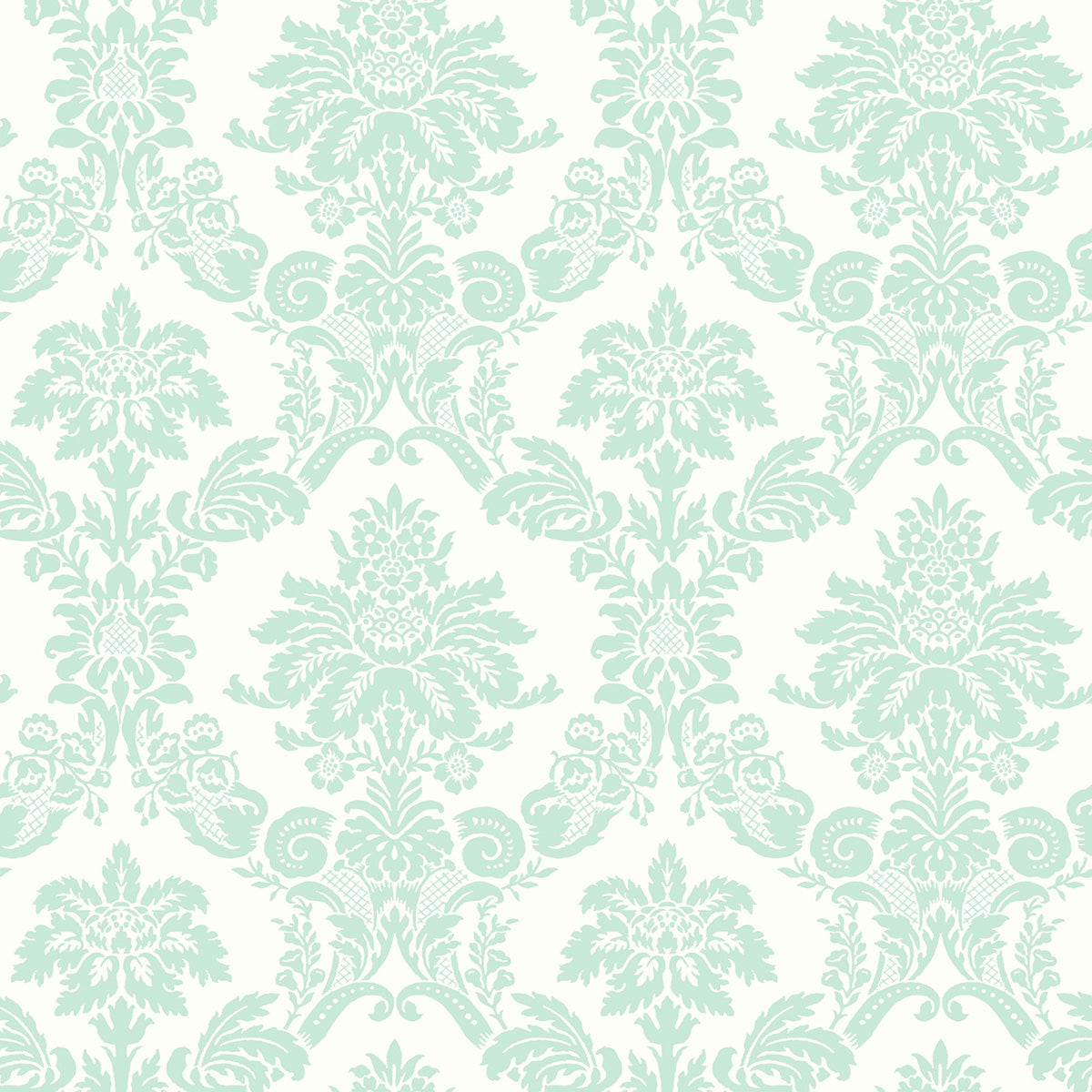 Seabrook Designs Glitter Damask Teal And White  Wallpaper Sample FA40904