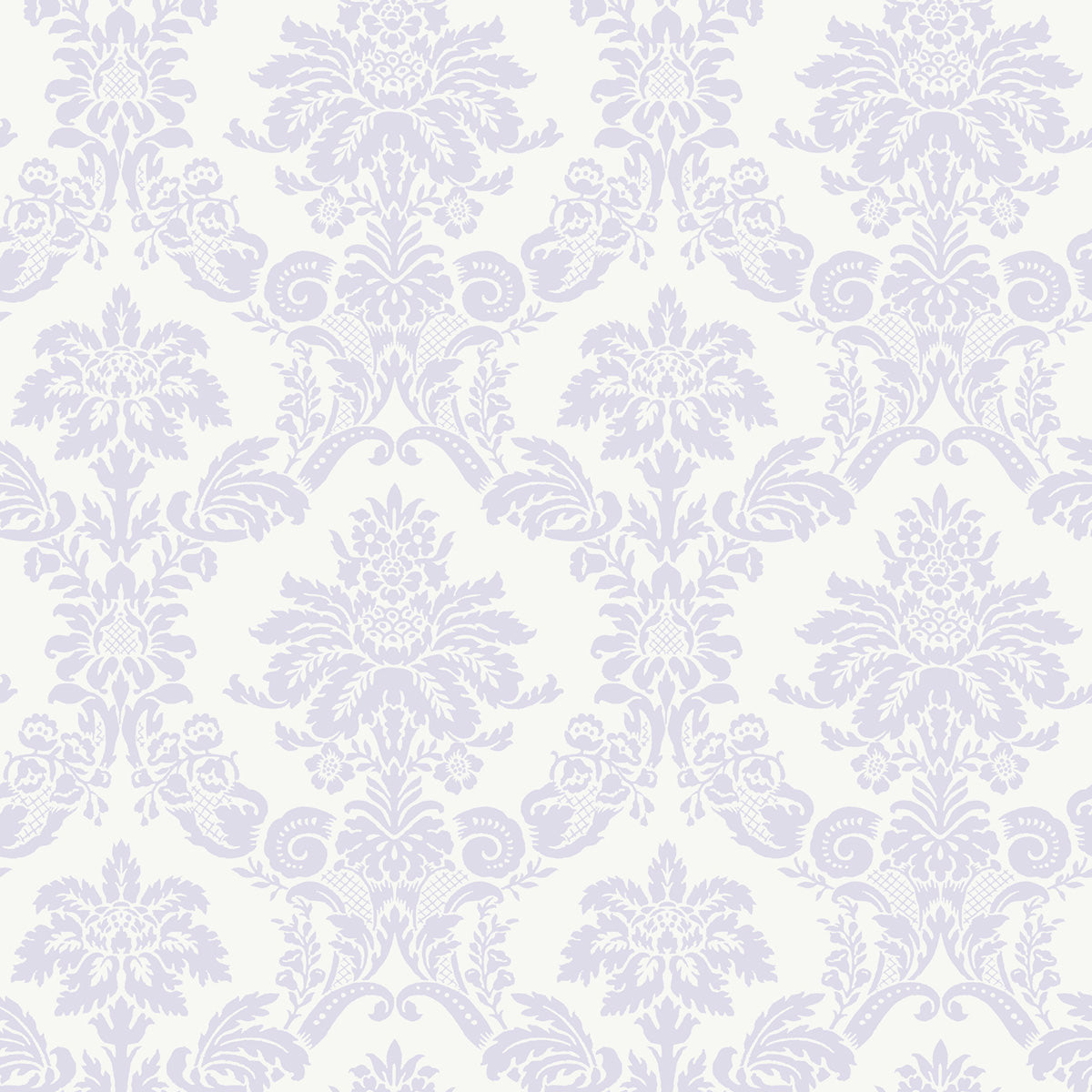 Seabrook Designs Glitter Damask Lilac And White Wallpaper Sample FA40909