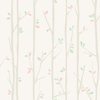 Seabrook Designs Tree Top Gray, Mint, And Bubblegum Wallpaper FA41205