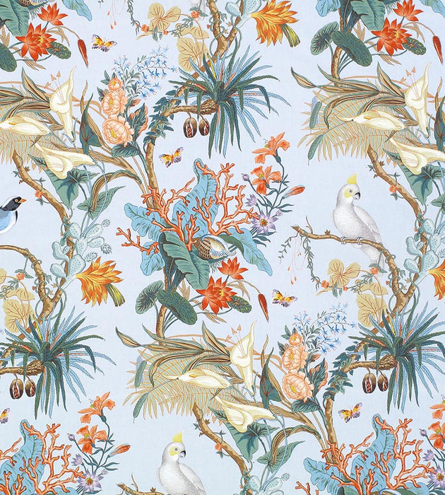 Old World Weavers Cinque Terra Coral Sky Fabric FBCINQ0001