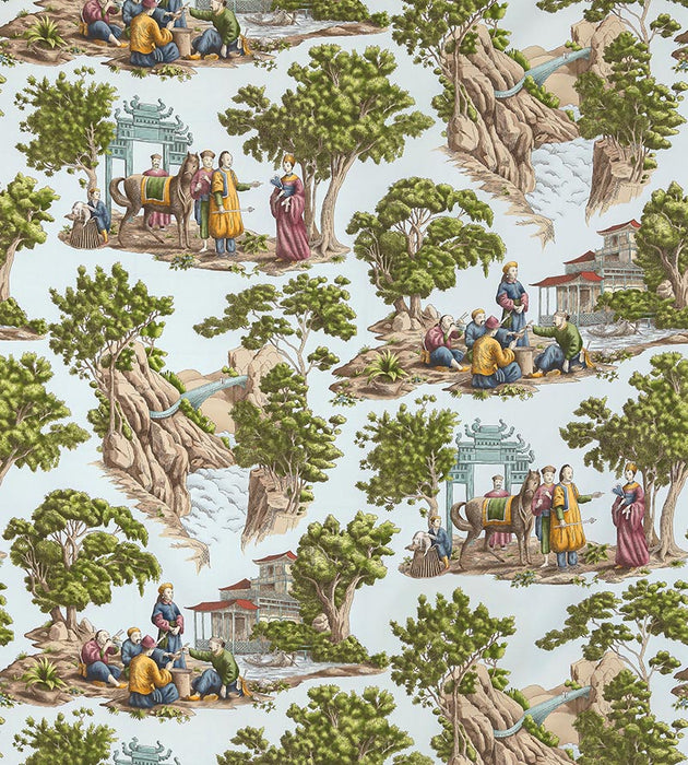 Old World Weavers Mandarin Toile Sky Fabric Sample FBMA290001