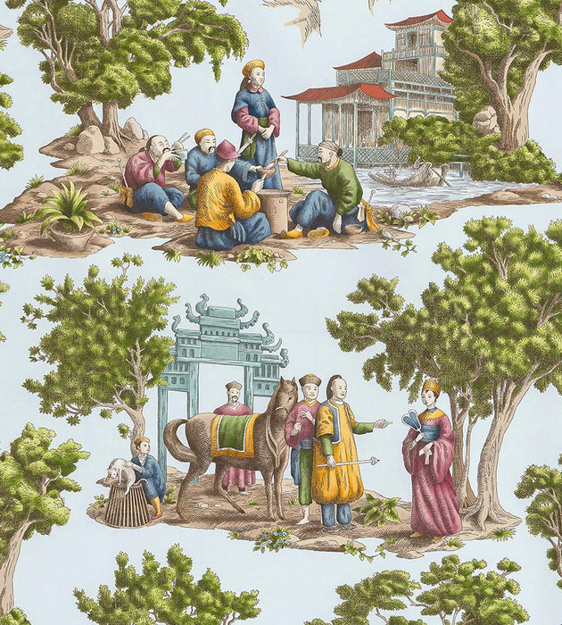 Old World Weavers Mandarin Toile Sky Fabric Sample FBMA290001