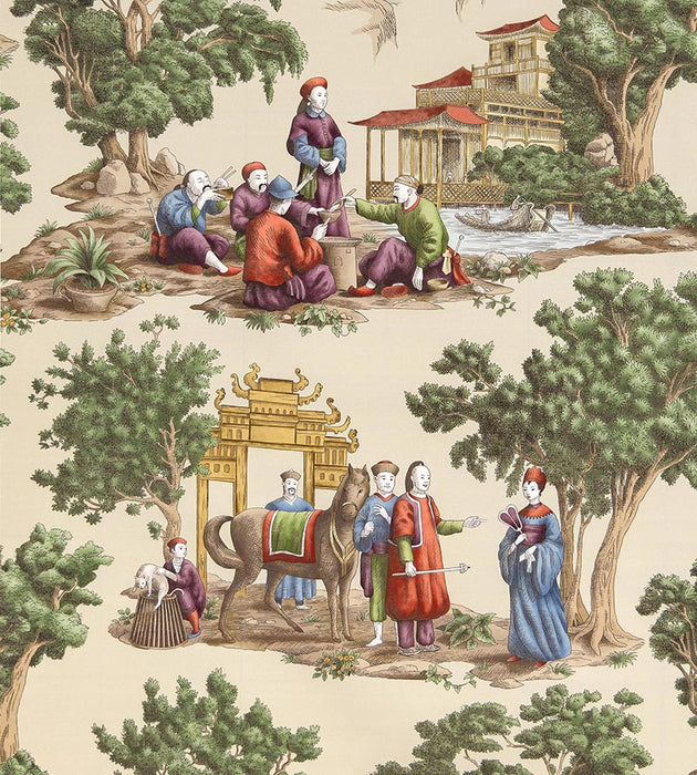 Old World Weavers Mandarin Toile Document Fabric Sample FBMA290002