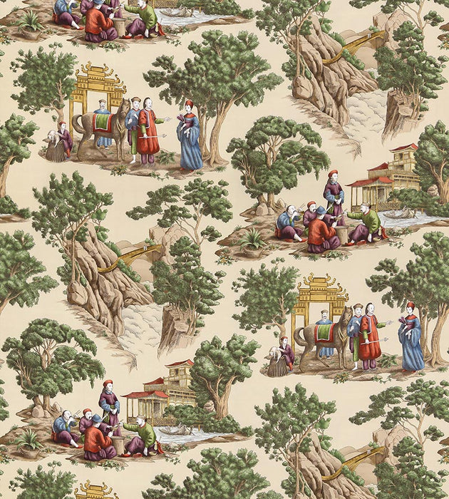 Old World Weavers Mandarin Toile Document Fabric Sample FBMA290002
