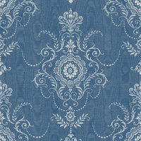 Seabrook Designs Colette Cameo French Blue Wallpaper FC60312