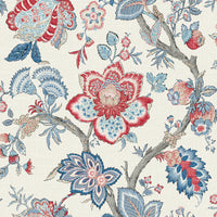 Seabrook Designs Bernadette Jacobean French Blue & Antique Ruby Wallpaper FC60401