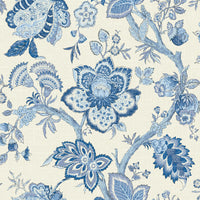 Seabrook Designs Bernadette Jacobean French Blue Wallpaper FC60402