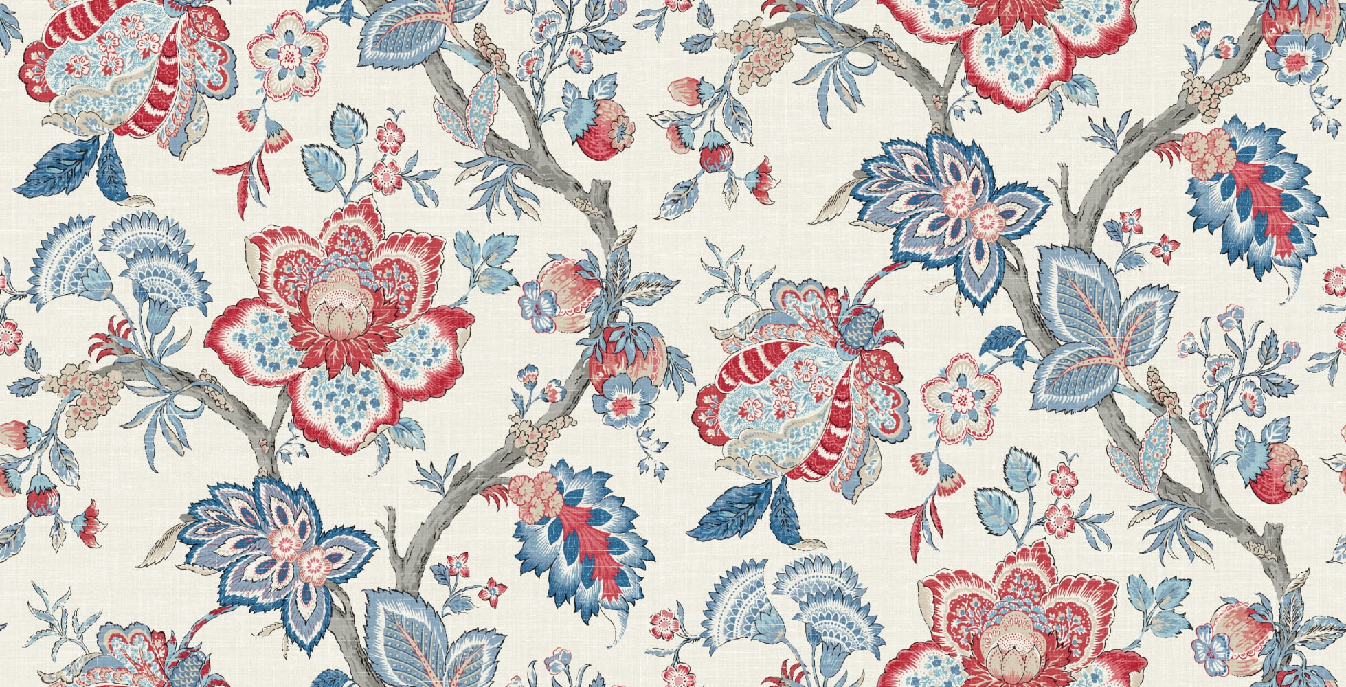 Seabrook Designs Bernadette Linen Fabric French Blue & Antique Ruby Sample Sample FC62601F