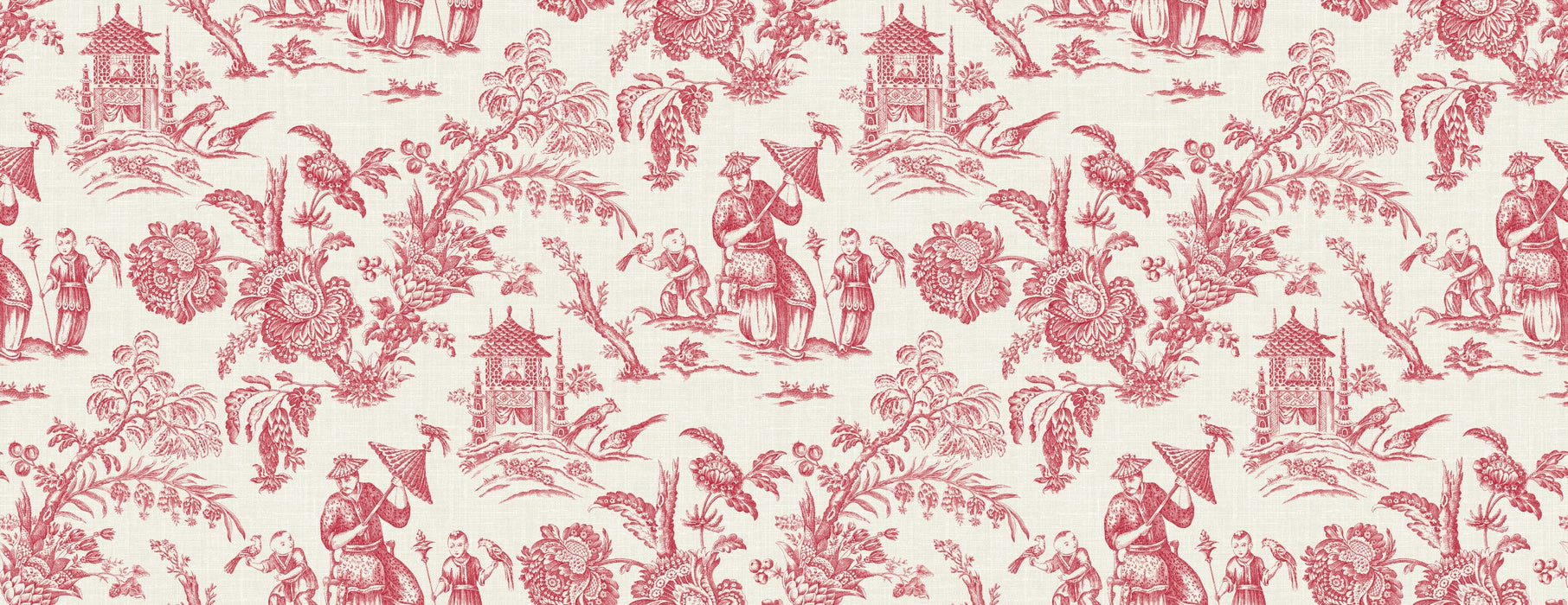 Seabrook Designs Chinoiserie Linen Fabric Antique Ruby Fabric Sample FC62801F
