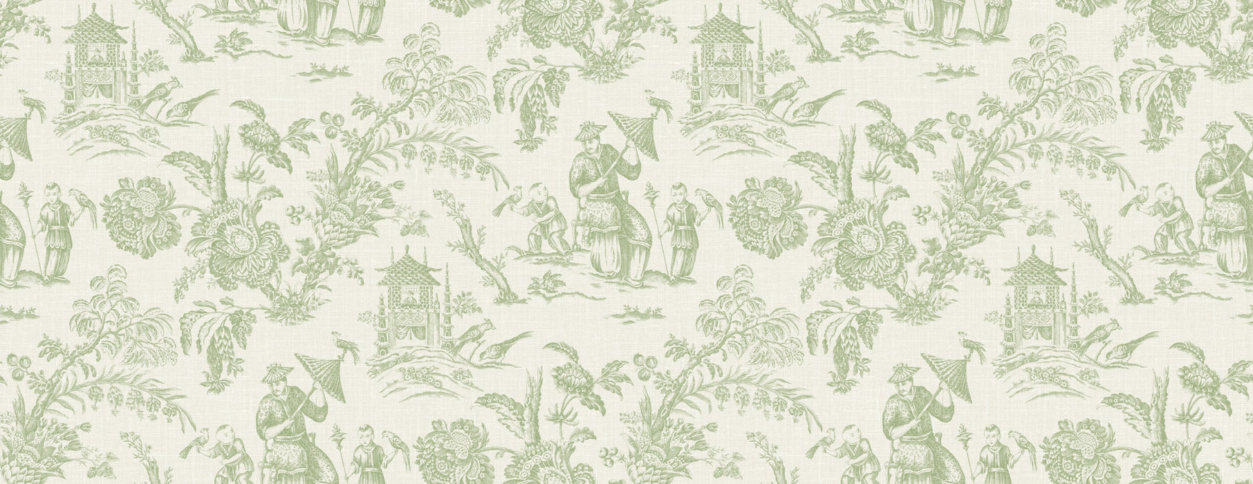 Seabrook Designs Chinoiserie Linen Fabric Herb Fabric Sample FC62804F