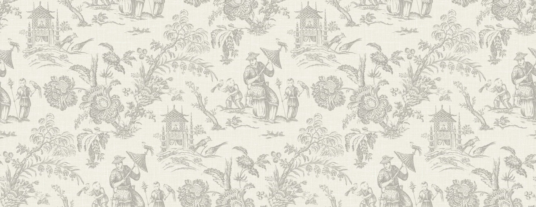 Seabrook Designs Chinoiserie Linen Fabric French Grey Fabric Sample FC62808F