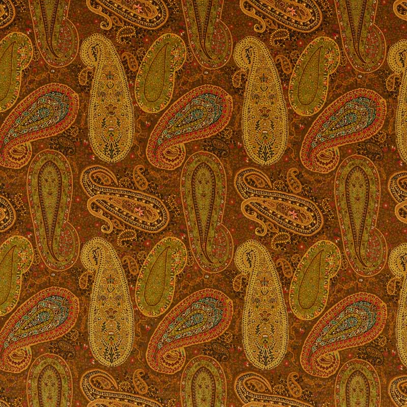 Mulberry Home Peregrine Paisley Velvet Spice Fabric Sample FD2002.T30.0