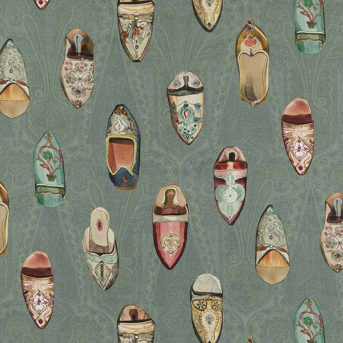 Mulberry Home Babouches Teal Fabric Sample FD2003.R11.0