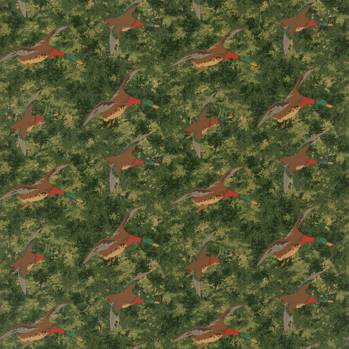 Mulberry Home Forest Ducks Velvet Emerald Fabric Sample FD2027.S16.0