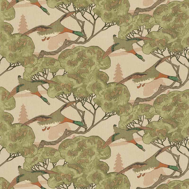 Mulberry Home Flying Ducks Plaster Fabric Sample FD205.H150.0
