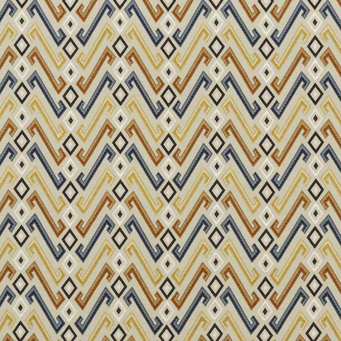 Mulberry Home Jazz Indigo/Spice Fabric Sample FD770.H53.0