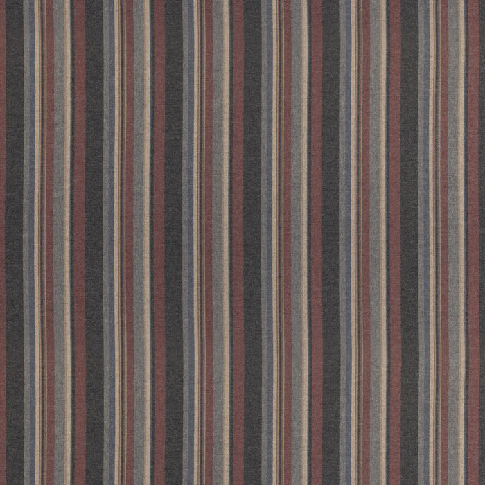 Mulberry Home Lindisfarne Stripe Charcoal/Red Fabric Sample FD839.A44.0