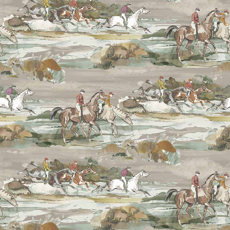 Mulberry Home Morning Gallop Grey/Sand Wallpaper Sample FG097.A46.0