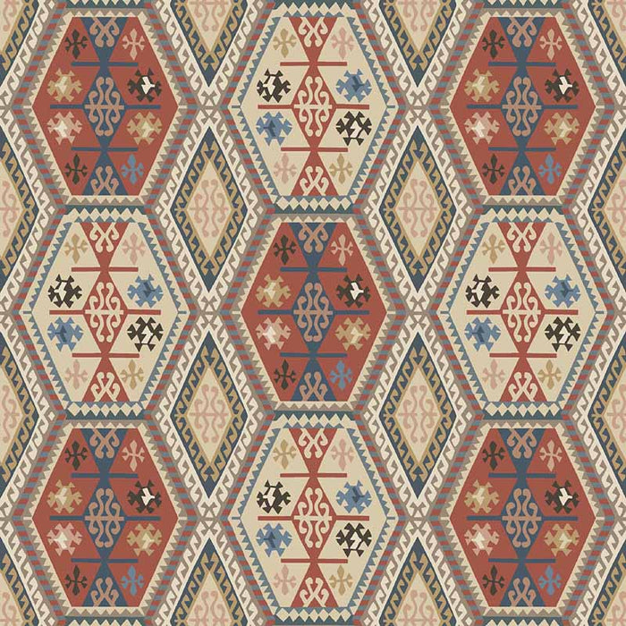 Mulberry Home Buckland Red/Blue Wallpaper Sample FG098.V110.0