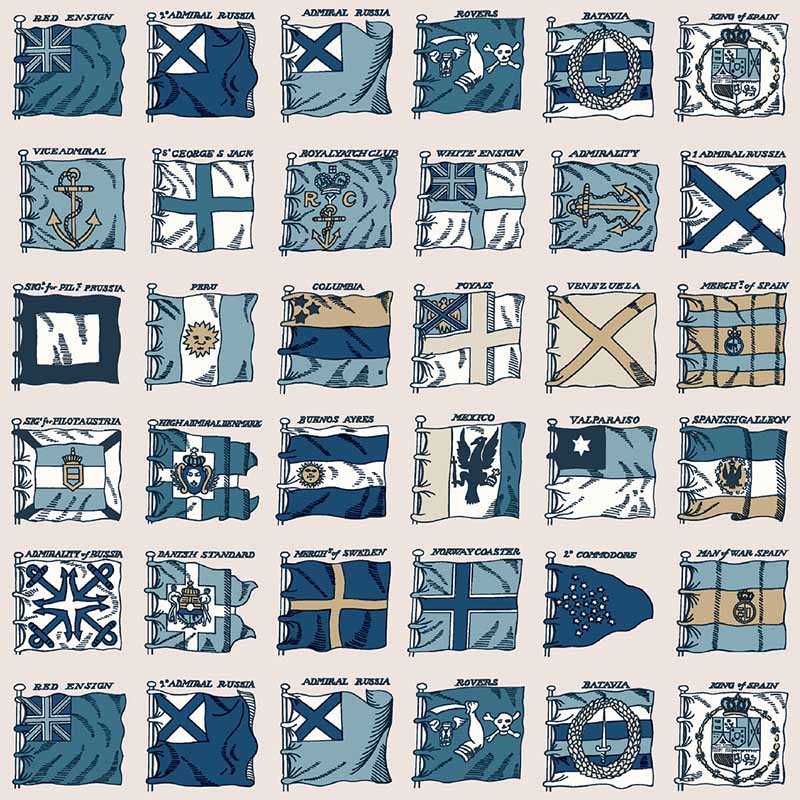 Mulberry Home Naval Ensigns Blue Wallpaper Sample FG099.H101.0