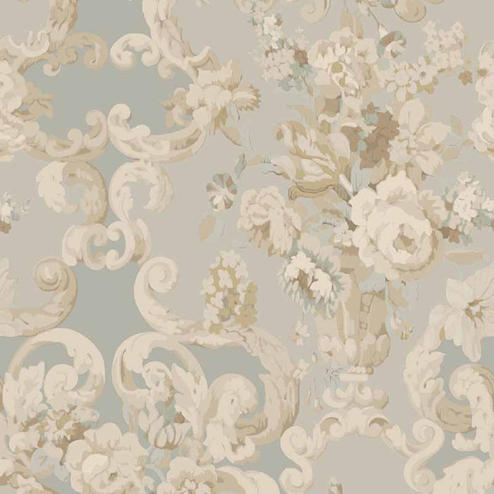 Mulberry Home Floral Rococo Aqua Wallpaper Sample FG103.R104.0
