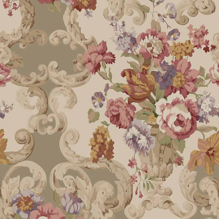 Mulberry Home Floral Rococo Red/Plum Wallpaper Sample FG103.V54.0