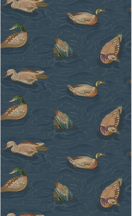 Mulberry Home Duck Pond Indigo Wallpaper Sample FG122.H10.0