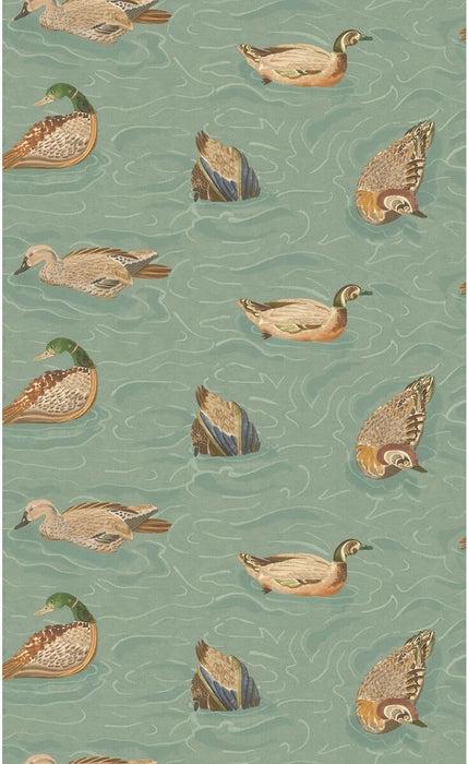 Mulberry Home Duck Pond Teal Wallpaper Sample FG122.R11.0