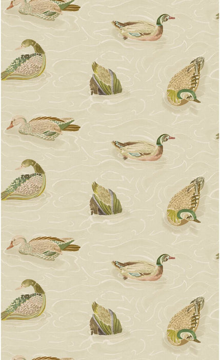 Mulberry Home Duck Pond Emerald/Stone Wallpaper Sample FG122.S48.0