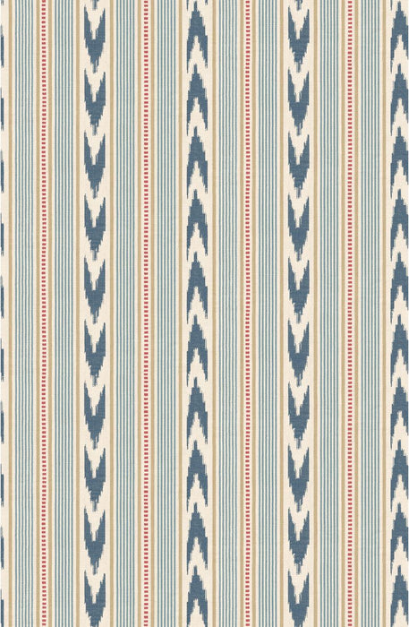 Mulberry Home Newport Stripe Blue/Red Wallpaper FG127.G103.0
