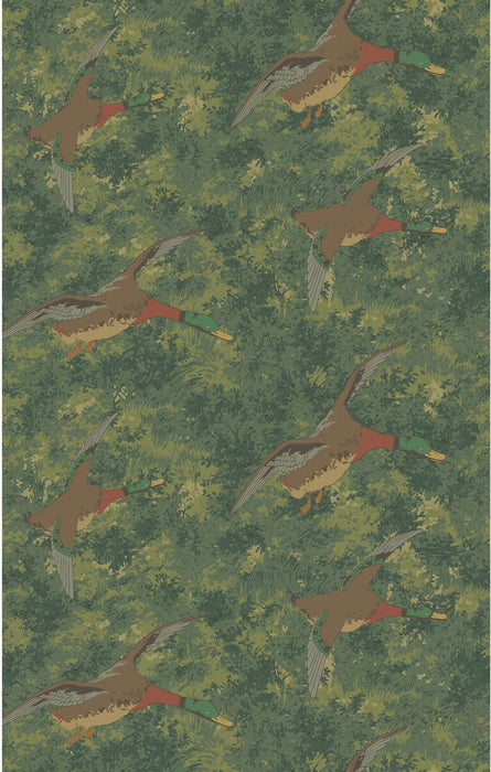Mulberry Home Forest Ducks Emerald Wallpaper Sample FG128.S16.0