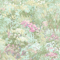 Seabrook Designs Floral  Metallic Teal, Green, And Pink Wallpaper FI70702