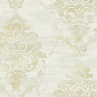 Seabrook Designs Damask Metallic Cream And Tan Wallpaper FI71007